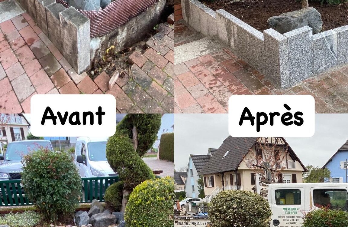 Pose d’une palisade pour espace ext&eacute;rieur (Avant/Apr&egrave;s) Strasbourg